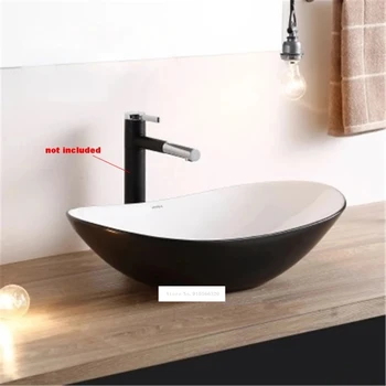 Домакински Креативна черна Мивка с един отвор над мивката в банята, Ретро Мивка в китайски стил Керамична мивка за измиване на ръцете