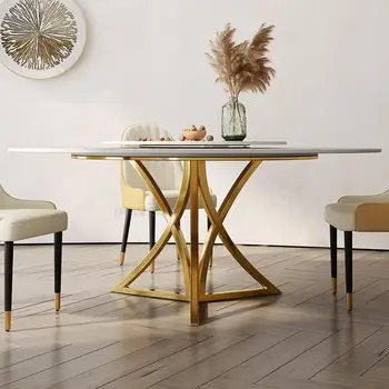 Комбинация на кръглата маса и стол Rock Board, маса за хранене с превръщането на масата и рамка от неръждаема стомана, мебели за ресторант и жилище
