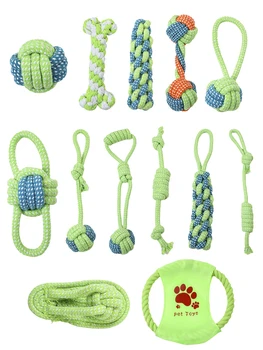 Комплект от 7-13 бр., Памучен въже за кучета, играчки за почистване на зъбите, Интерактивни Мини-играчки за малки кученца, Топка, аксесоари за кучета за тренировка на дъвчене, Антистрес