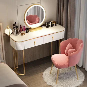 Дървена Бяла Тоалетка богат на функции Скандинавски Луксозна Спалня с чекмеджета за съхранение на козметика Порцелан Tocador Maquillaje Дървени Мебели