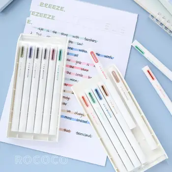 Комплект дръжки-маркери 6 цвята Kawaii Цветни художествени маркер дръжки за ученици, пишещи маркер за четене, канцеларски материали