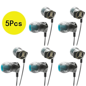 Слушалки DM7 5шт, метални Стерео неподатливостта ушите, вграден микрофон, Hi-Fi, тежки баси, 3.5 мм слушалки