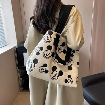Холщовая чанта Disney с Мики Маус за момичета 2023, Модни Корея чанта с Голям капацитет на едното рамо, Мультяшная чанта за междуградски пътувания