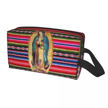 Нашата Дама Гваделупская Virgen Maria Zarape, Пътна чанта за тоалетни принадлежности, Дамски Католическата косметичка за грим, комплект за съхранение на Допп