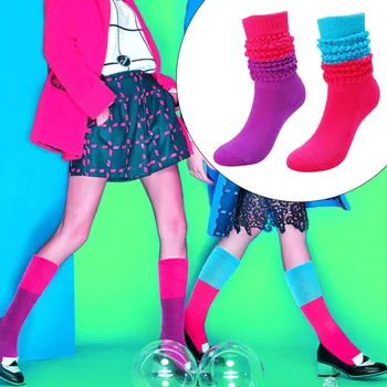 Чорапи с гумени ленти, Модерен, Цветен блокиране на Всекидневни Женски чорап до коляното, терлици за обувки, мъжки Зимни дамски Дълги чорапи