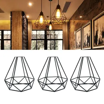 Направи си САМ Декоративна лампа Ретро Едисон под формата на желязна клетка Окачен Лампа Полилей Нюанси на Осветителни аксесоари без лампа