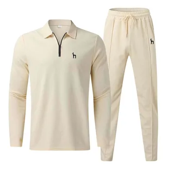 Мъжка тениска за голф HAZZYS Golf Носете 2023, риза за голф с дълъг ръкав + брючный костюм за голф, Мъжки облекла за голф, Летен костюм за голф, Поло, Тенис набор от