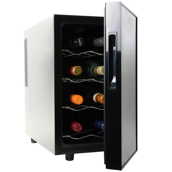 Винарска хладилник за 8 бутилки, Черен, Тец Вино хладилник, 0,8 куб. фута (23 л), Винарска изба, Червено, бяло и искрящо вино за Sma